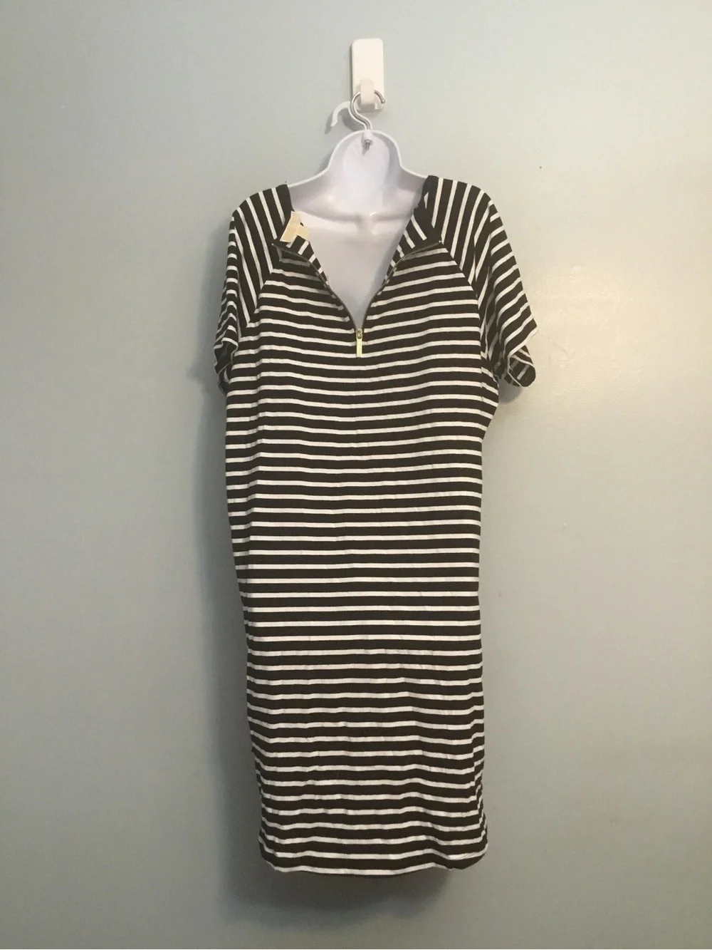 Michael Kors Black and White Striped Dress